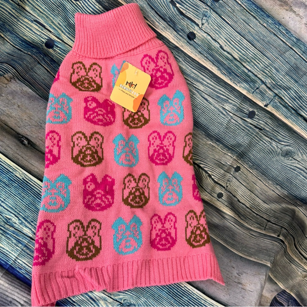Pink Turtleneck Dog Pet Sweater Size Medium NWT